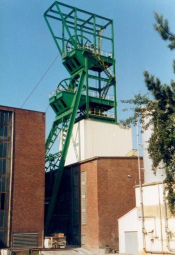 Le chevalement du puits de Merlebach Nord en Sarre. Hauteur de 39,93 mtres.